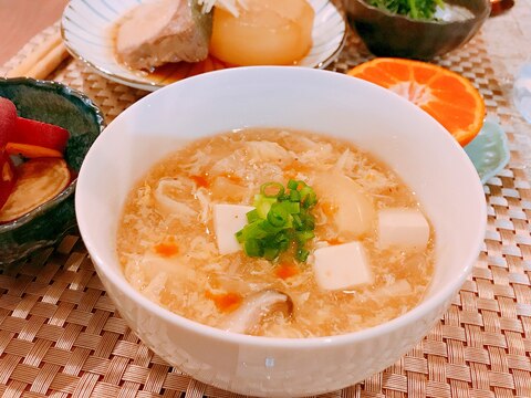 酸っぱ辛い♡白菜とエリンギの酸辣湯